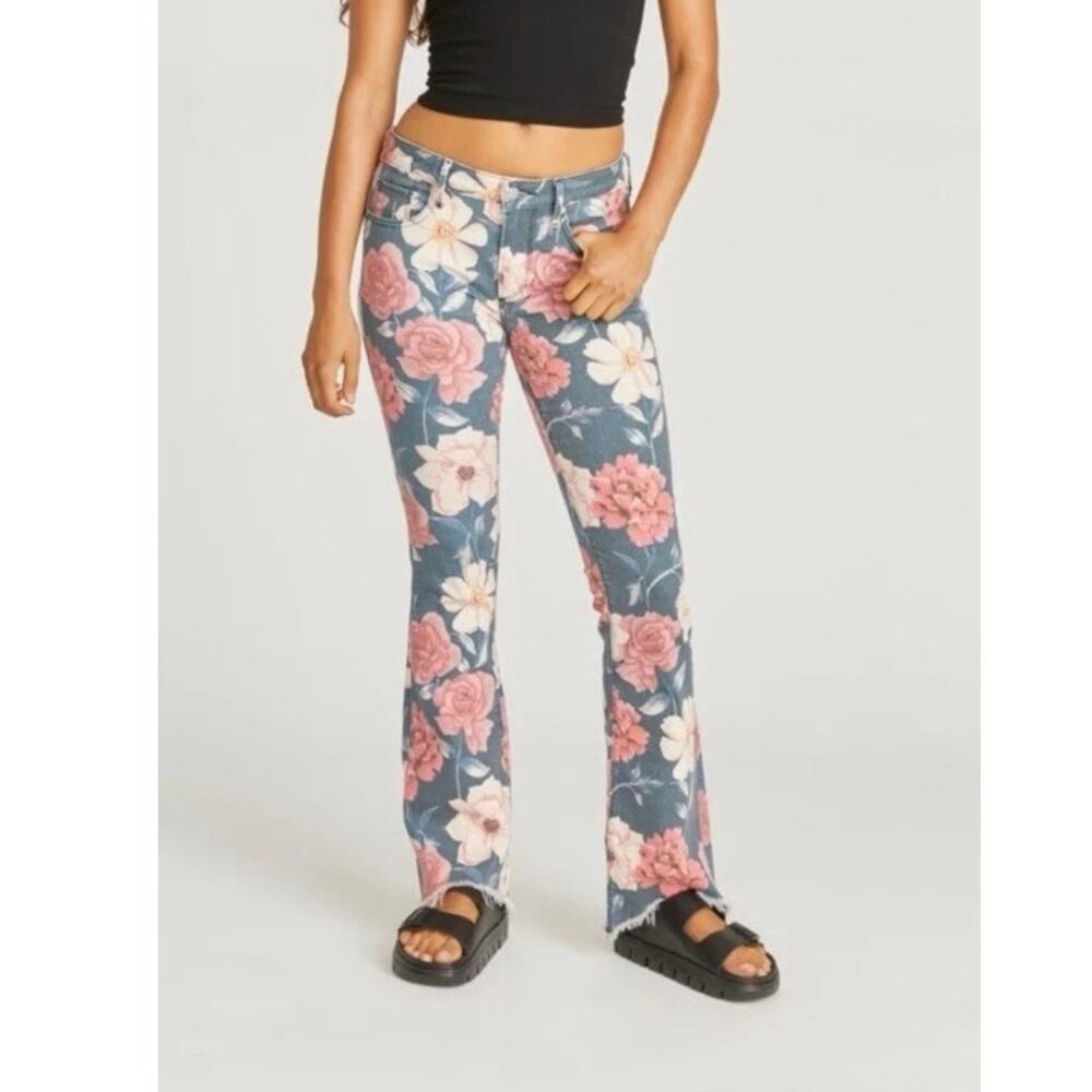 NWT! Womens Driftwood Floral Eva Masquerade Low Rise Flare Jeans Size 33